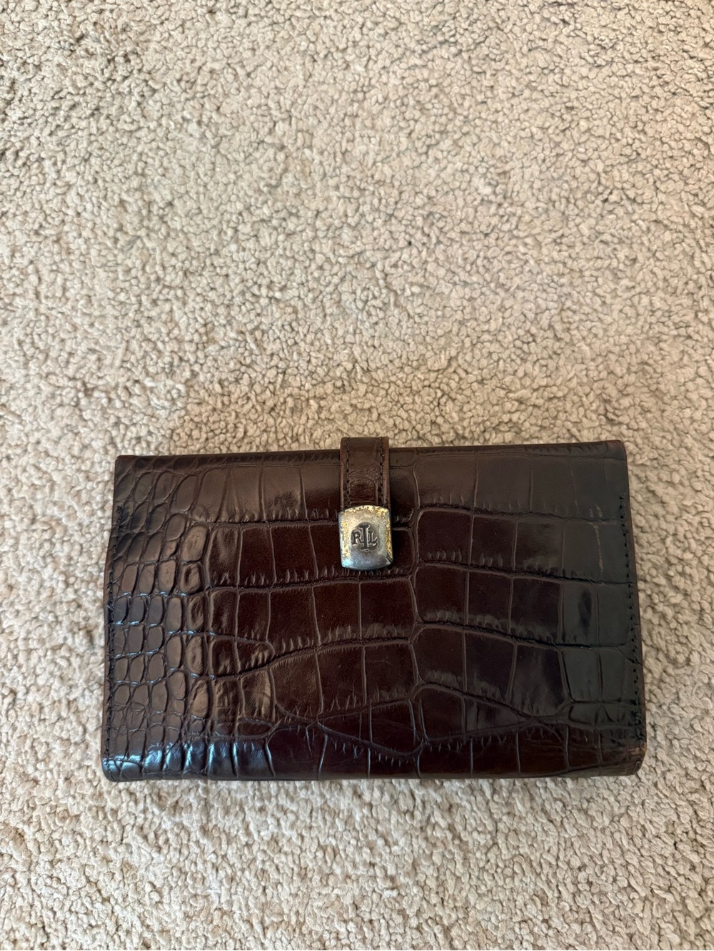 Vintage Lauren Ralph Lauren Crocodile Brown Bifold Wallet